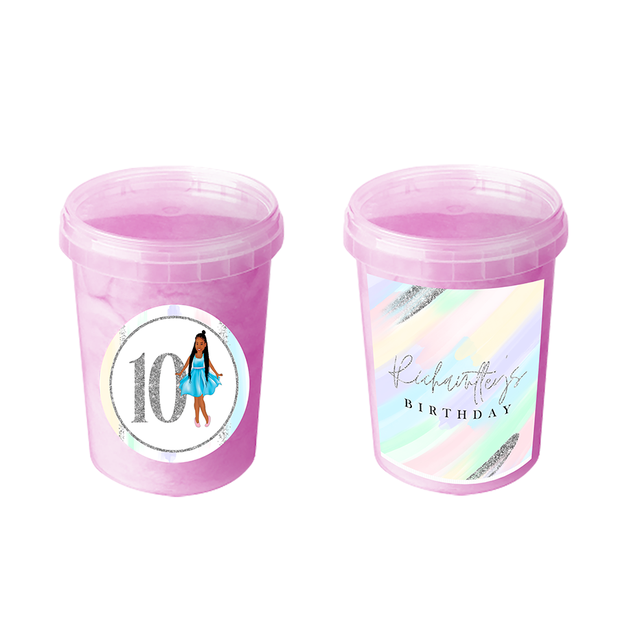 Gepersonaliseerde Pastel Silver suikerspin emmers