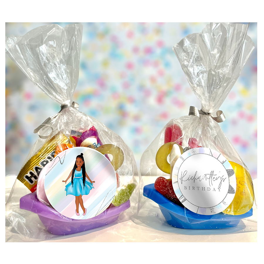 Gepersonaliseerde Pastel Silver traktatie snoep bootjes