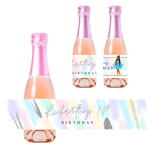 Gepersonaliseerde Pastel Silver Kinder champagne / Bubbelsap labels