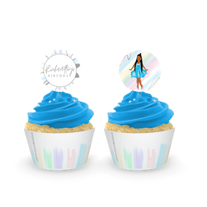 Gepersonaliseerde Pastel Silver cupcake prikkers + omwikkeling