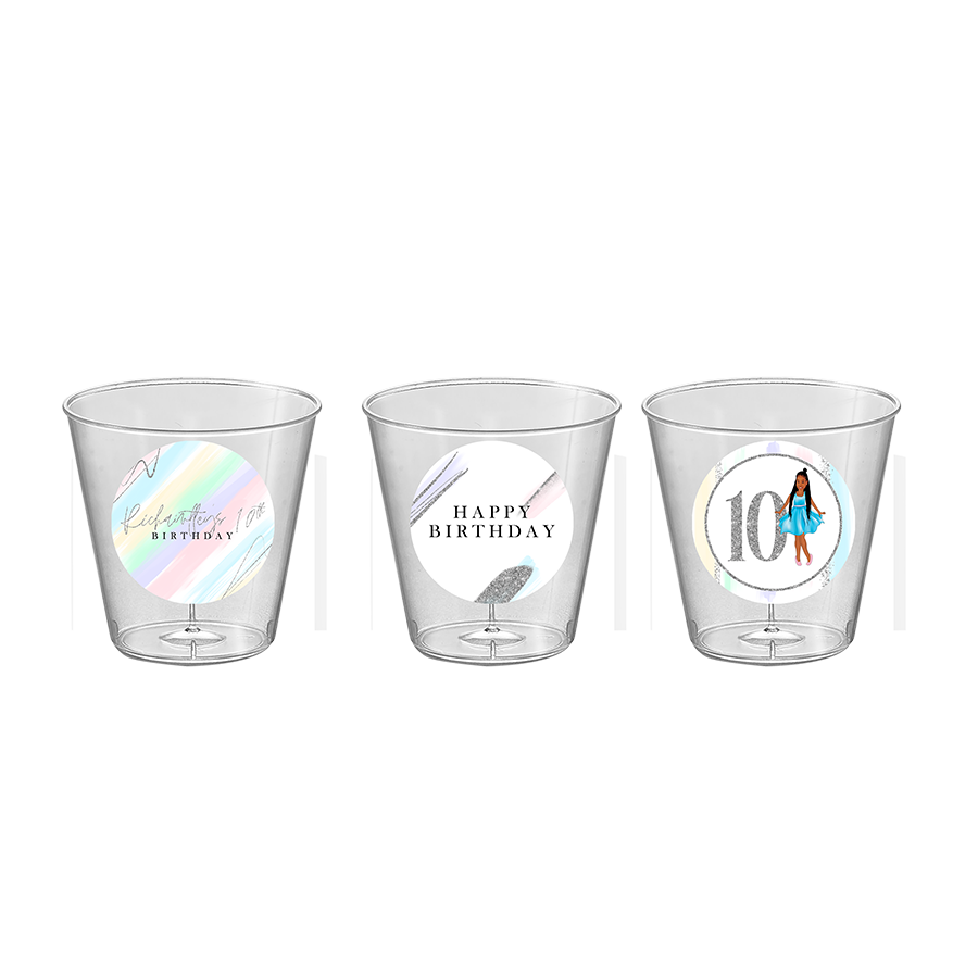 Gepersonaliseerde transparante Pastel Silver bekers