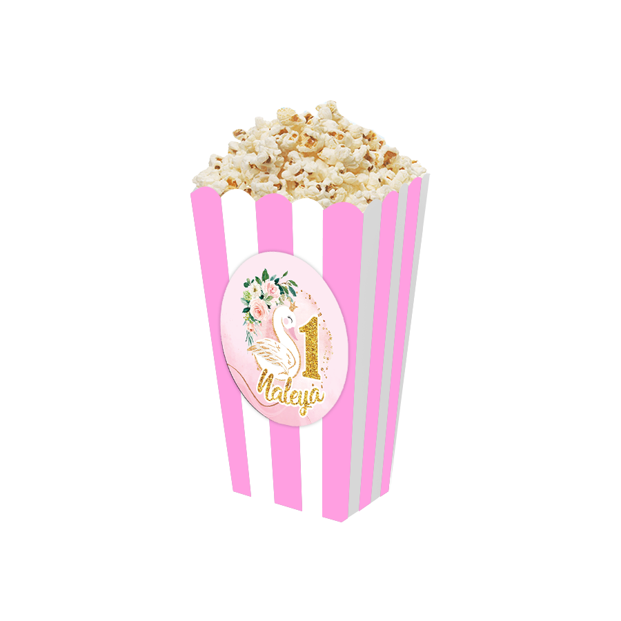 Gepersonaliseerde Zwaan 3D popcorn bakjes