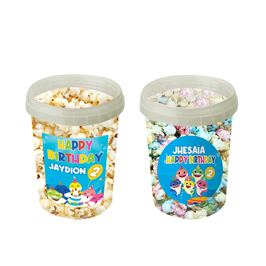 Gepersonaliseerde Baby Shark popcorn emmers