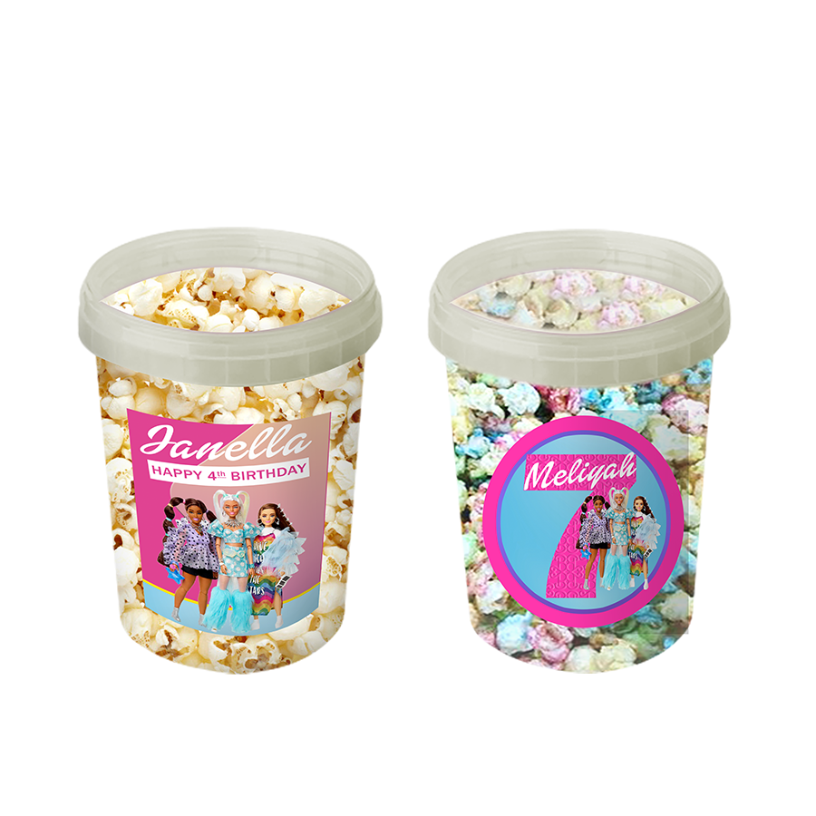 Gepersonaliseerde Barbie Modepop popcorn emmers