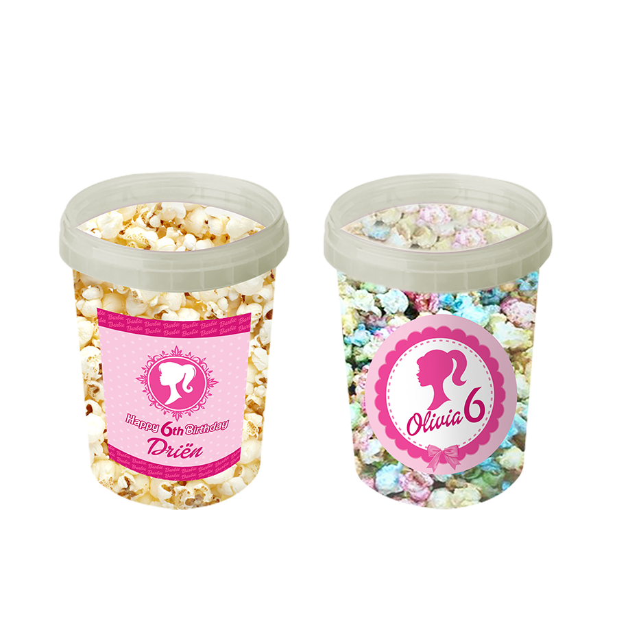 Gepersonaliseerde Barbie popcorn emmers