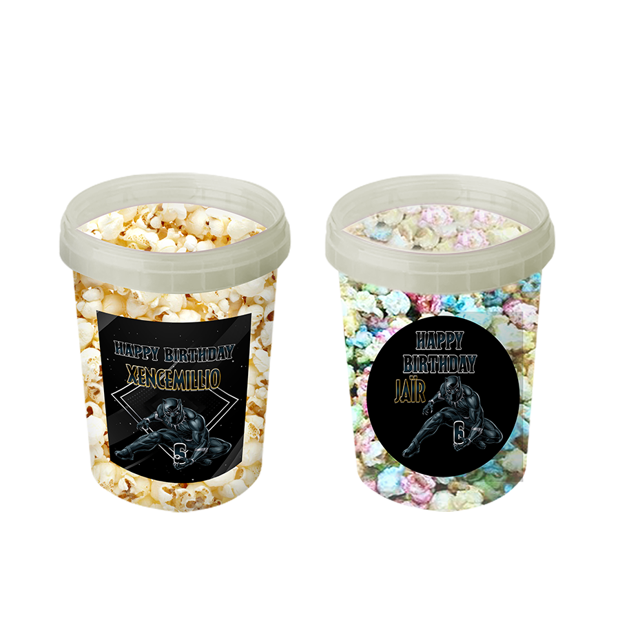 Gepersonaliseerde Black Panther popcorn emmers