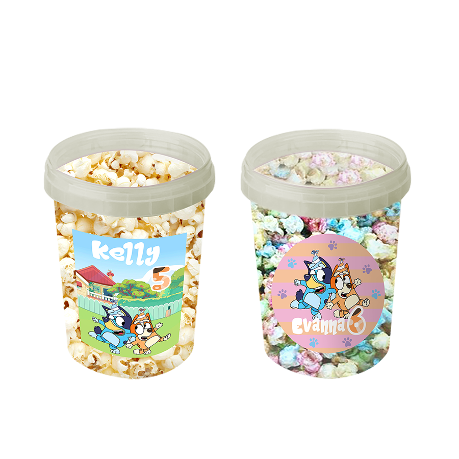 Gepersonaliseerde Bluey (Meisjes) popcorn emmers