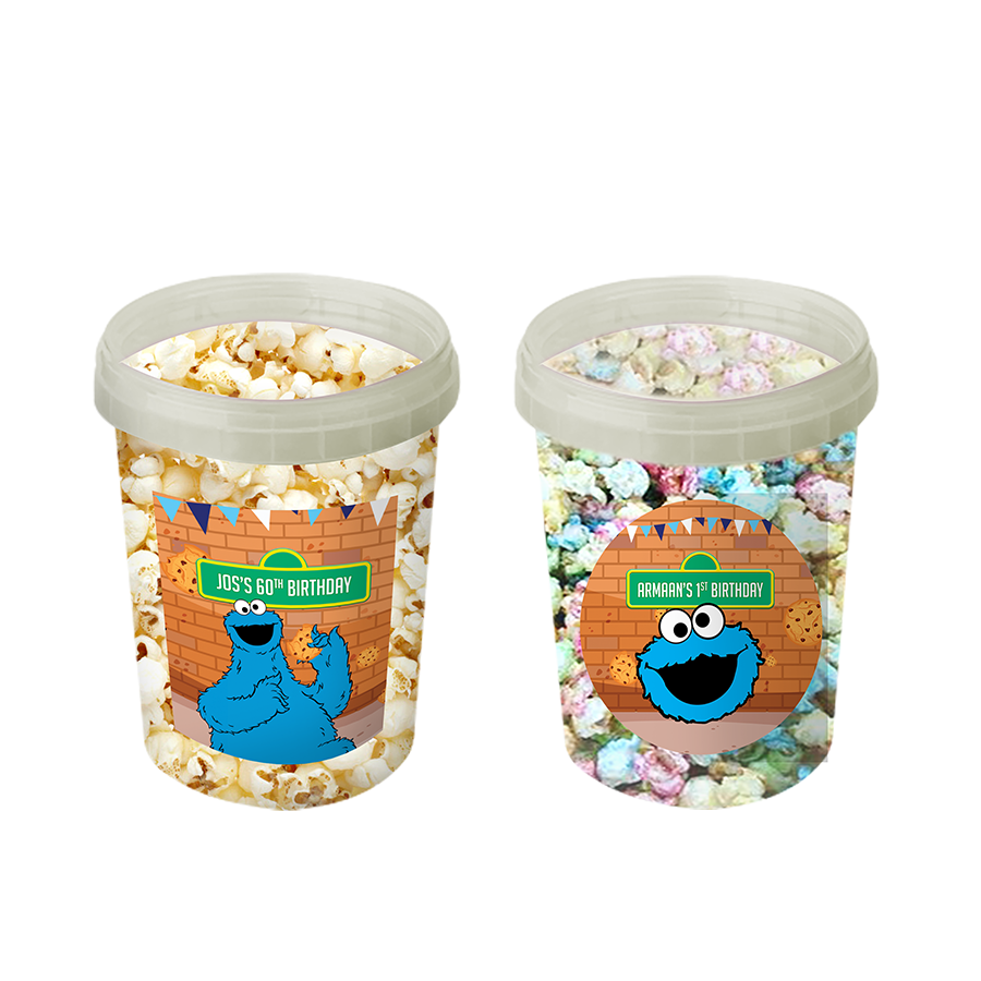 Gepersonaliseerde Koekie Monster popcorn emmers