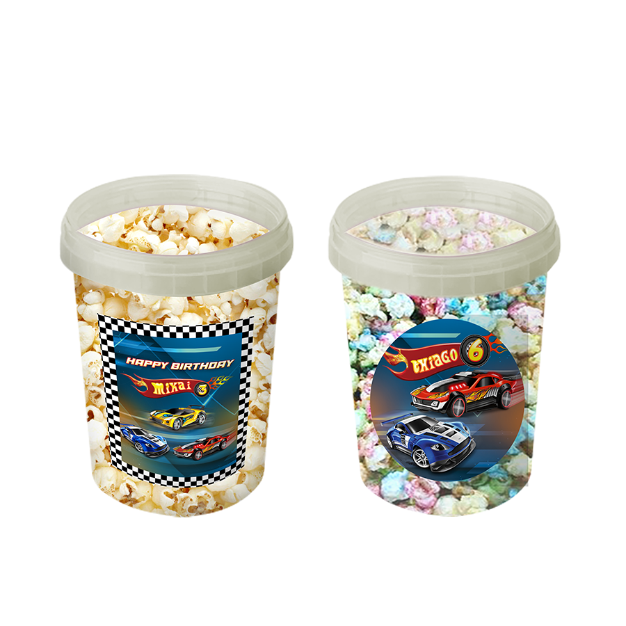 Gepersonaliseerde Hotwheels popcorn emmers