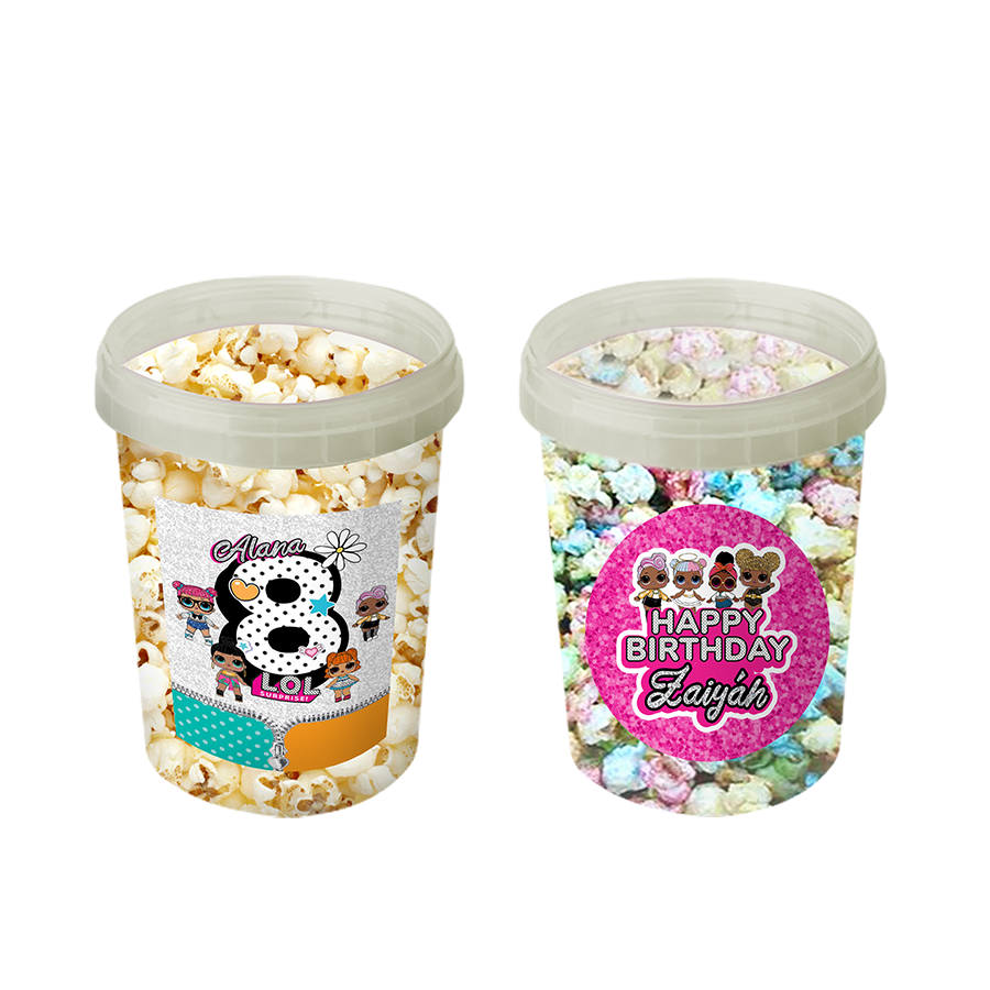 Gepersonaliseerde LOL Surprise popcorn emmers