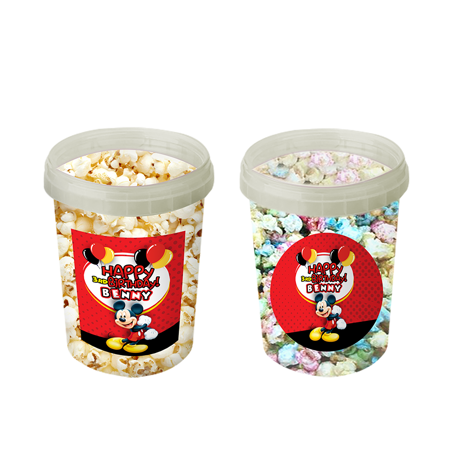 Gepersonaliseerde Mickey Mouse popcorn emmers