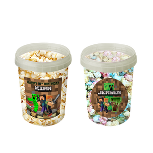 Gepersonaliseerde Minecraft popcorn emmers