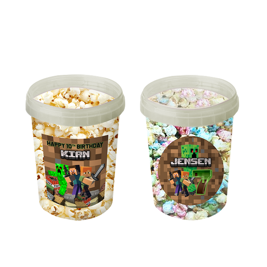 Gepersonaliseerde Minecraft popcorn emmers