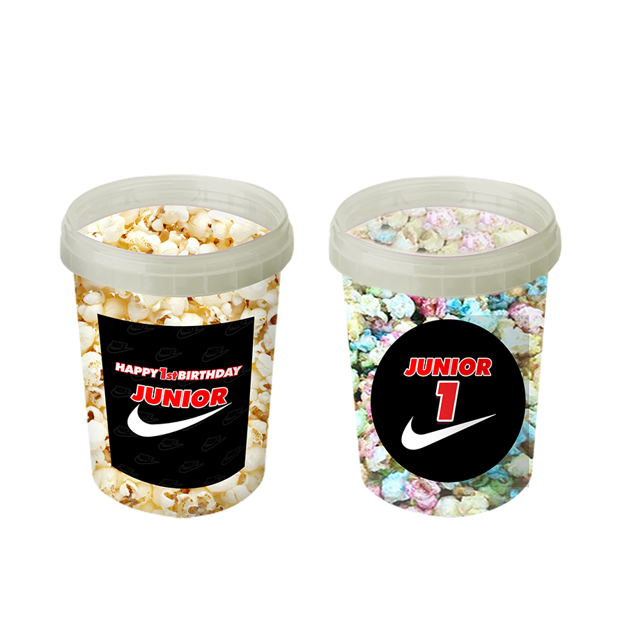 Gepersonaliseerde Nike popcorn emmers