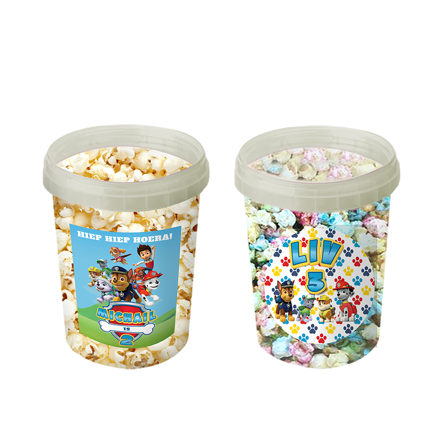 Gepersonaliseerde Pawty Time popcorn emmers