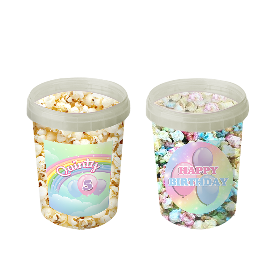 Gepersonaliseerde Regenboog Pastel popcorn emmers