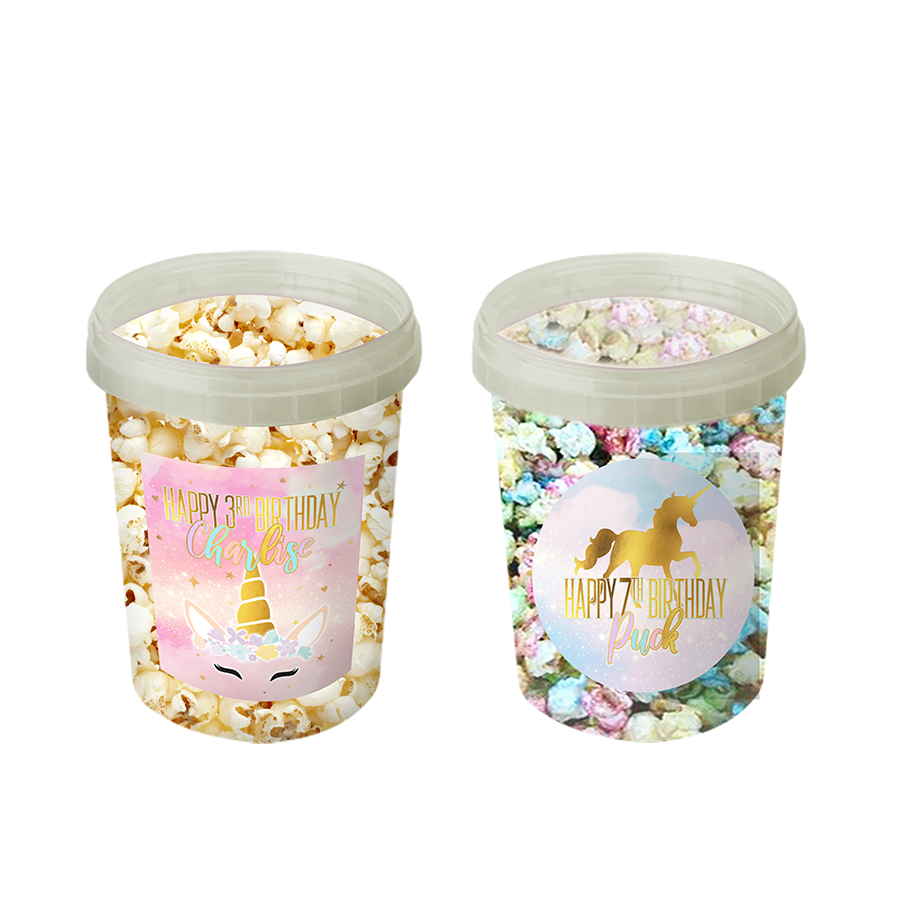 Gepersonaliseerde Golden Unicorn popcorn emmers