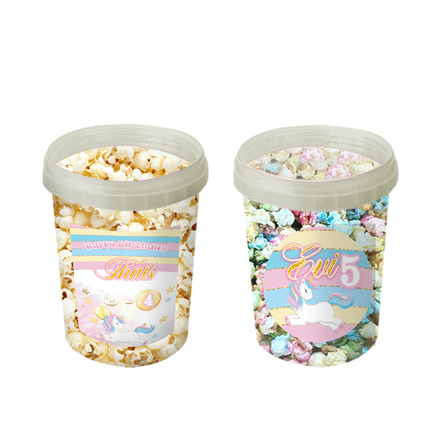 Gepersonaliseerde Unicorn popcorn emmers