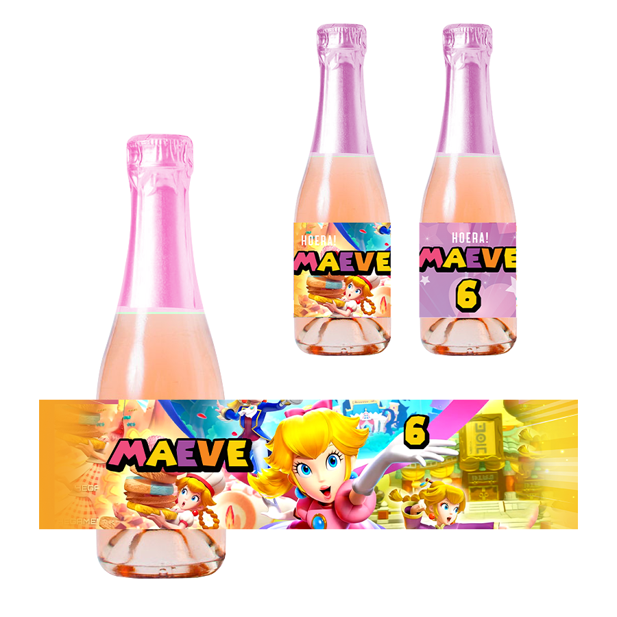 Gepersonaliseerde Princess Peach Kinder champagne / Bubbelsap labels