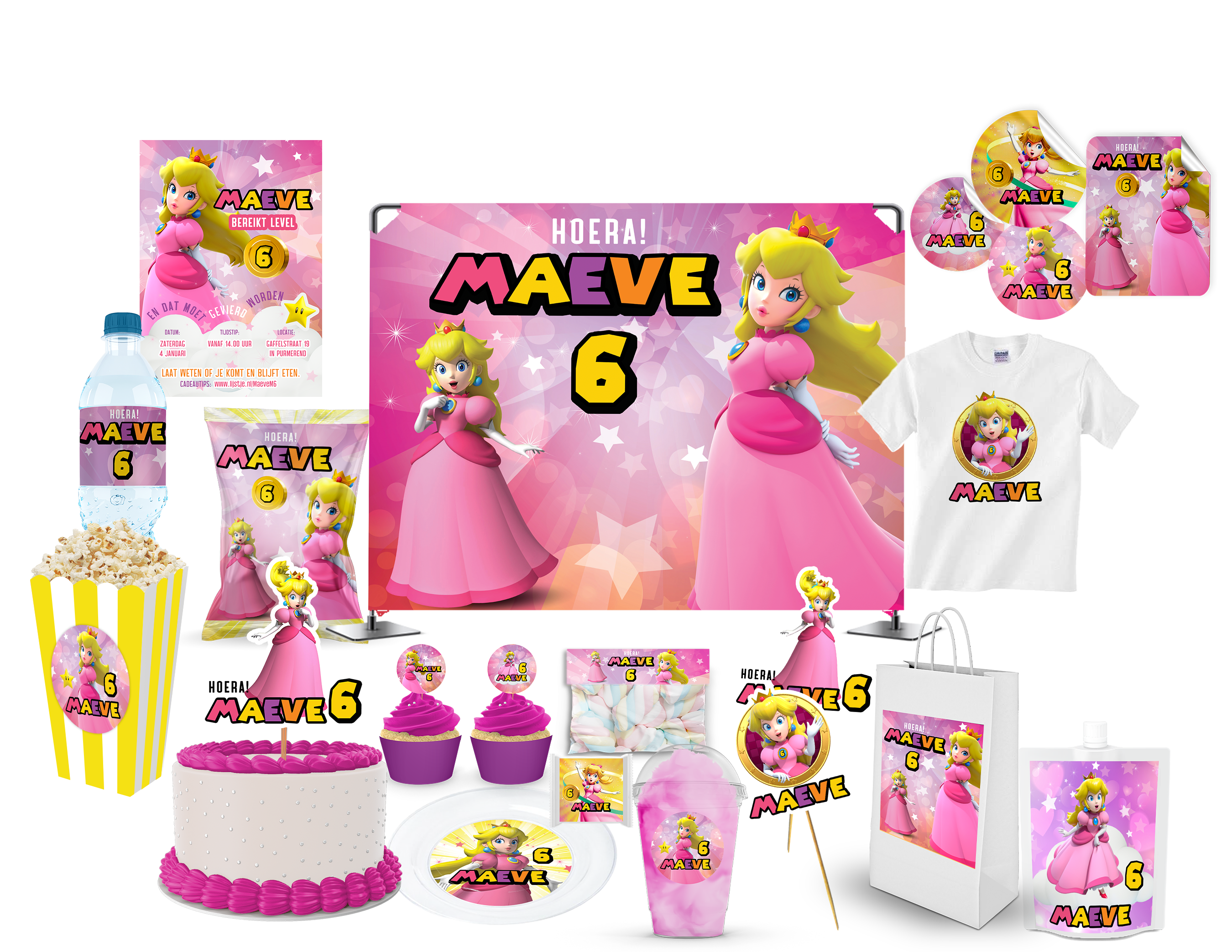 Princess Peach (van Mario Bros) Alles-in-1 Feestpakket