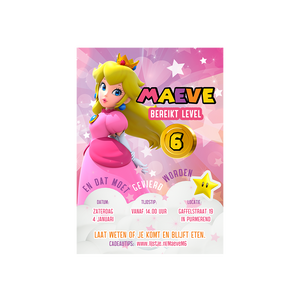 Gepersonaliseerde Princess Peach uitnodiging (digitaal)