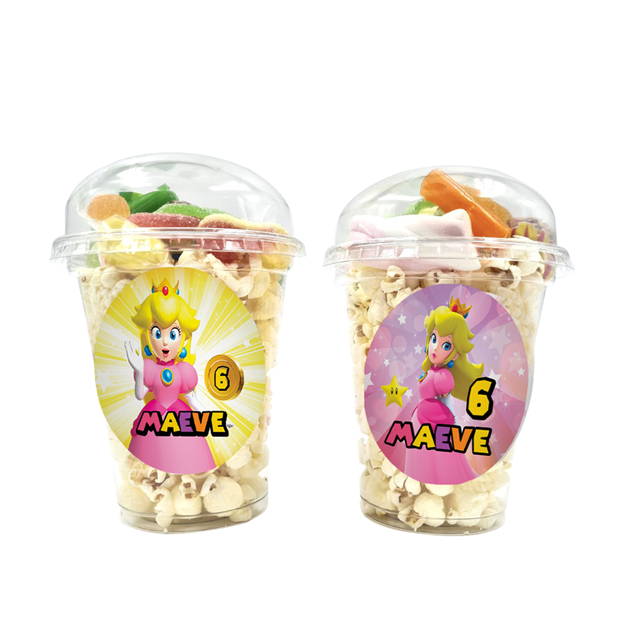 Gepersonaliseerde Princess Peach snoep en popcorn bekers