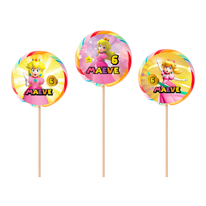 Gepersonaliseerde Princess Peach ronde regenboog lollies