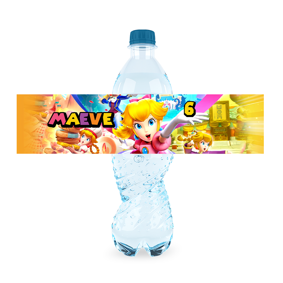 Gepersonaliseerde Princess Peach waterfles labels en stickers