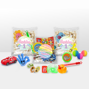 Gepersonaliseerde Regenboog Pastel snoep en popcorn speelgoed traktatie