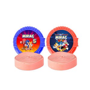 Gepersonaliseerde Sonic ronde kauwgom rollen