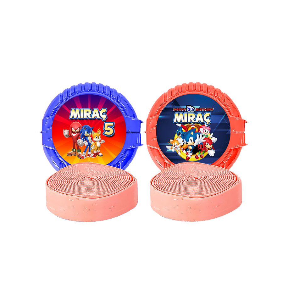 Gepersonaliseerde Sonic ronde kauwgom rollen
