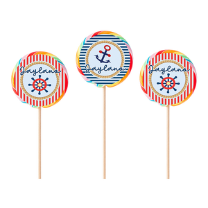 Gepersonaliseerde Matroos ronde regenboog lollies