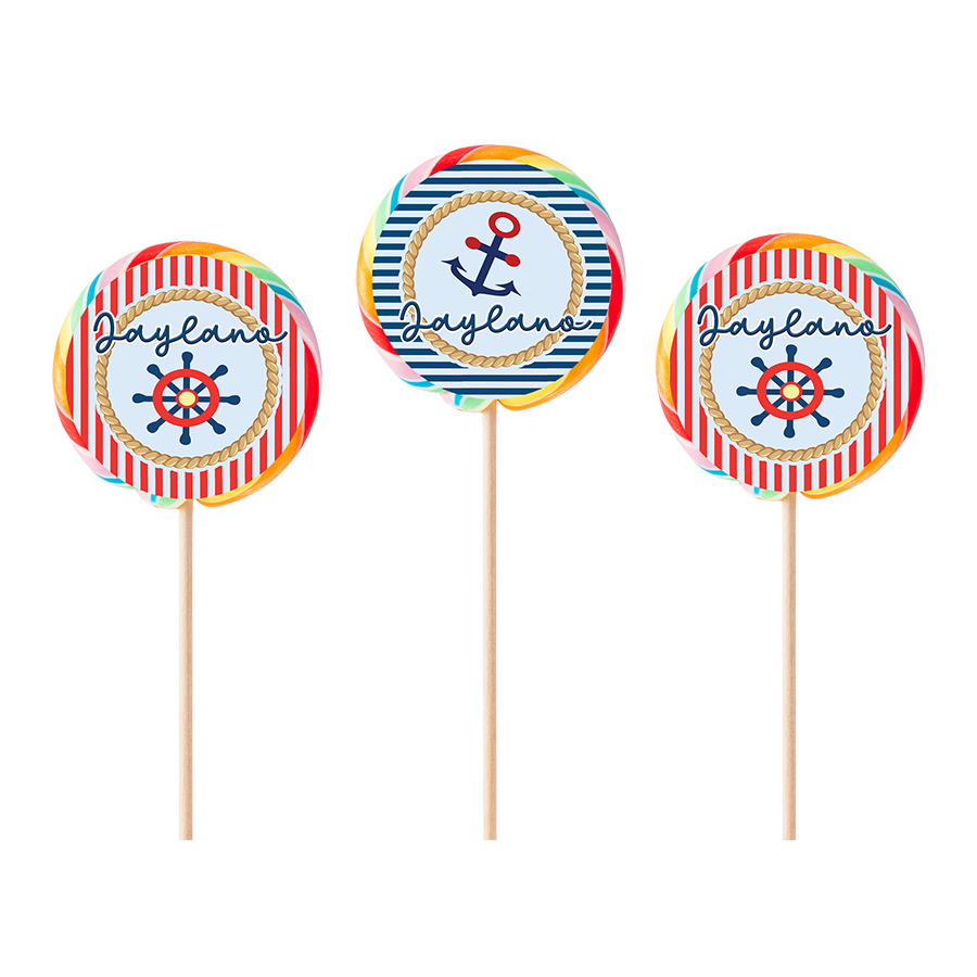 Gepersonaliseerde Matroos ronde regenboog lollies