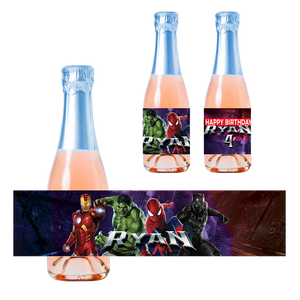 Gepersonaliseerde Marvel Kinder champagne / Bubbelsap labels