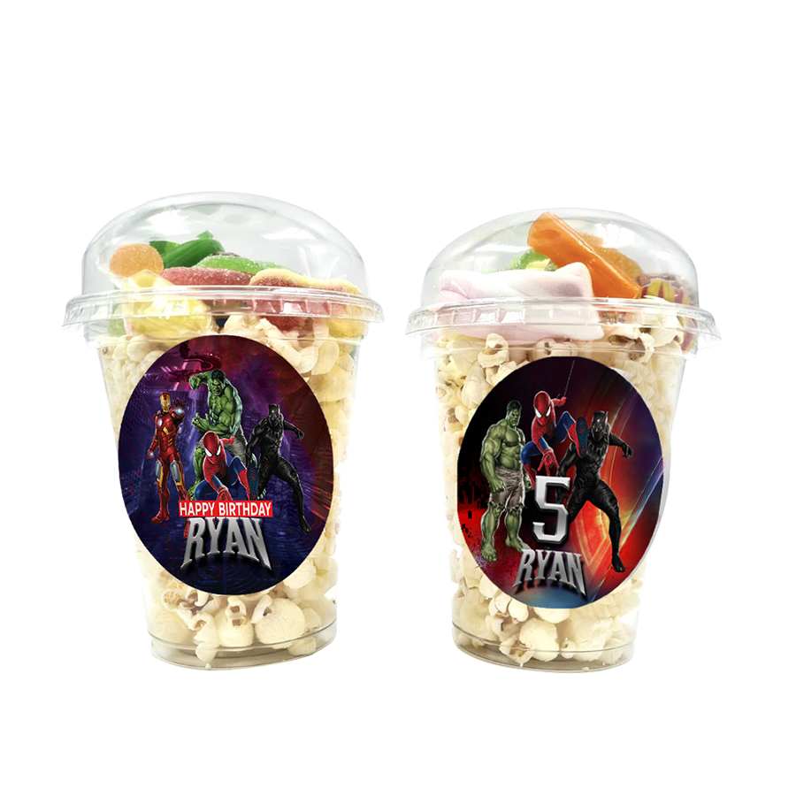 Gepersonaliseerde Marvel snoep en popcorn bekers