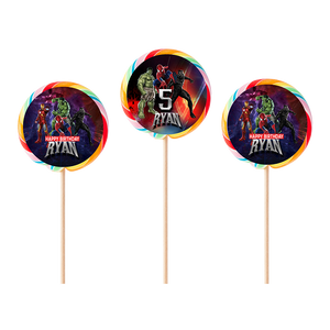 Gepersonaliseerde Marvel ronde regenboog lollies