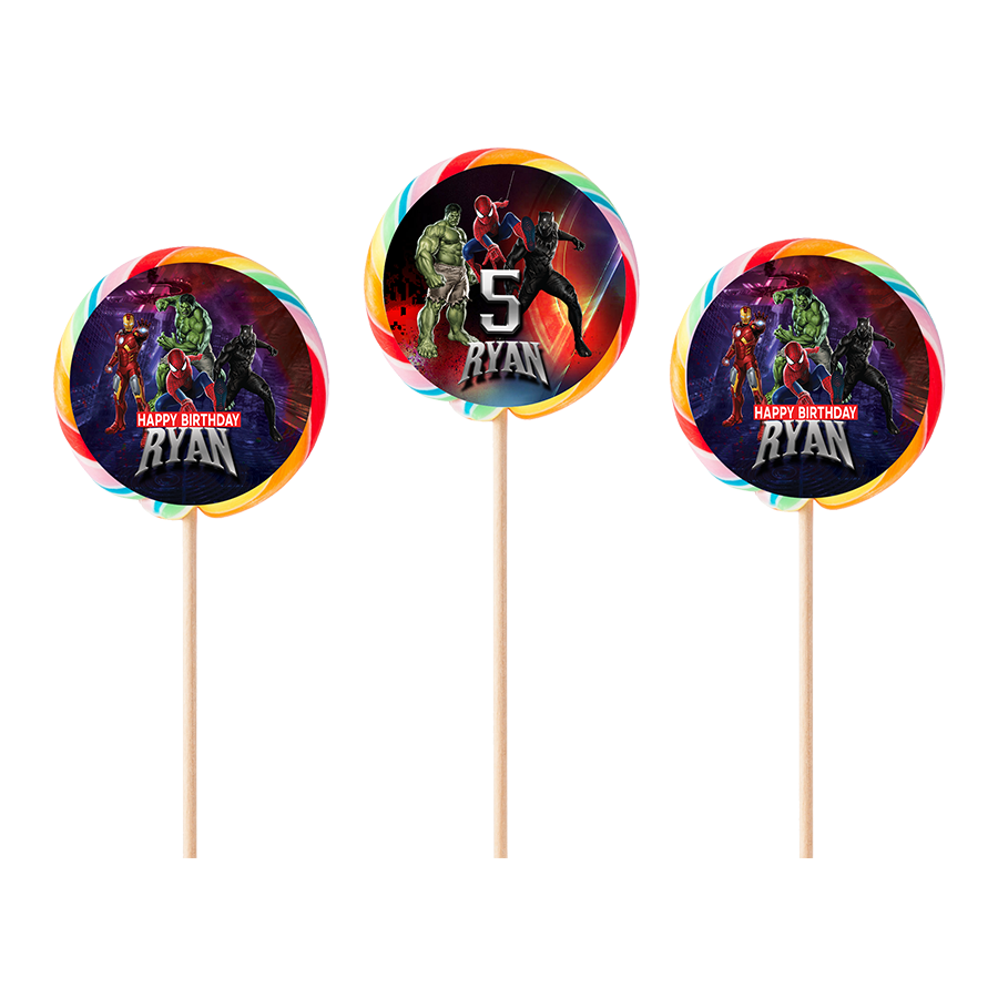 Gepersonaliseerde Marvel ronde regenboog lollies