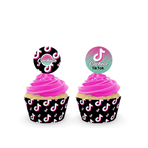 Gepersonaliseerde TikTok cupcake prikkers + omwikkeling