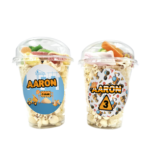 Gepersonaliseerde Graaf- en Bouwvoertuigen snoep en popcorn bekers
