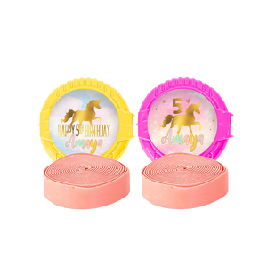 Gepersonaliseerde Golden Unicorn ronde kauwgom rollen