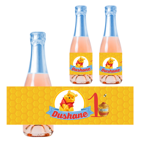 Gepersonaliseerde Winnie de Pooh Kinder champagne / Bubbelsap labels