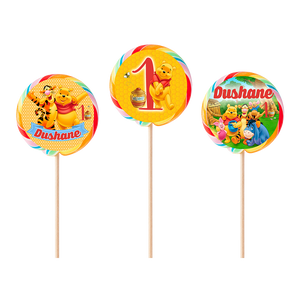 Gepersonaliseerde Winnie de Pooh ronde regenboog lollies