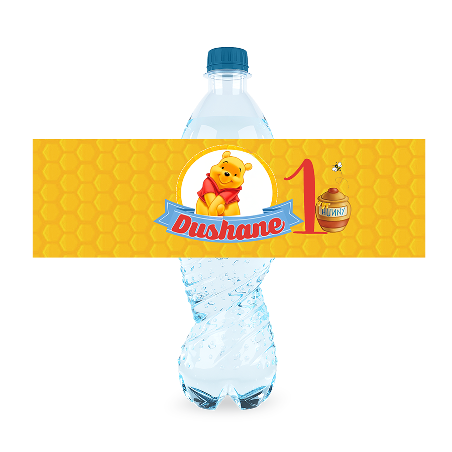 Gepersonaliseerde Winnie de Pooh waterfles labels en stickers