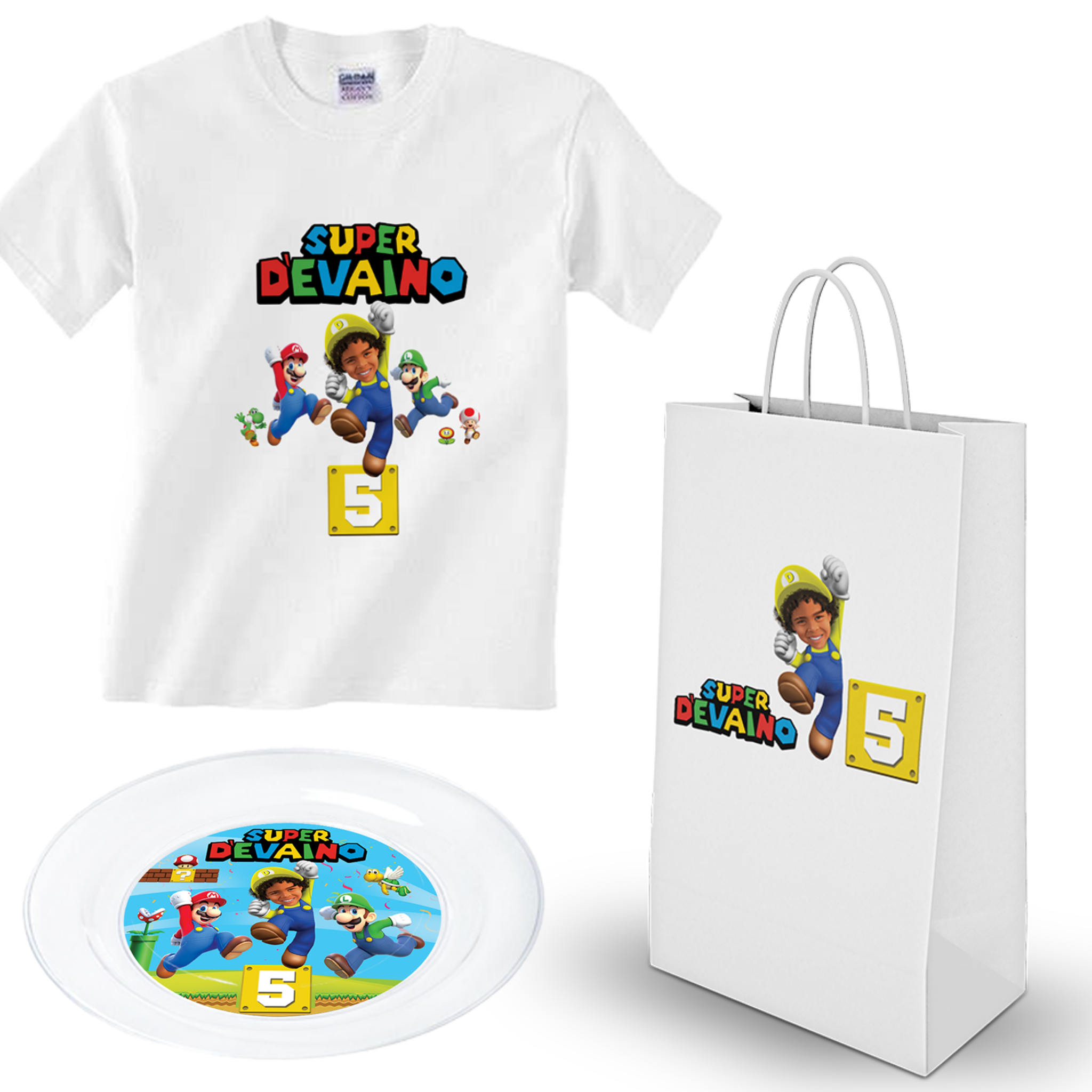 Super Mario t-shirt, borden en tasje