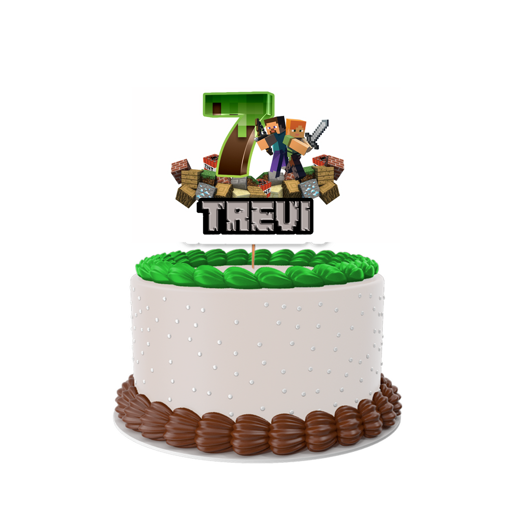 Gepersonaliseerde Minecraft taart topper