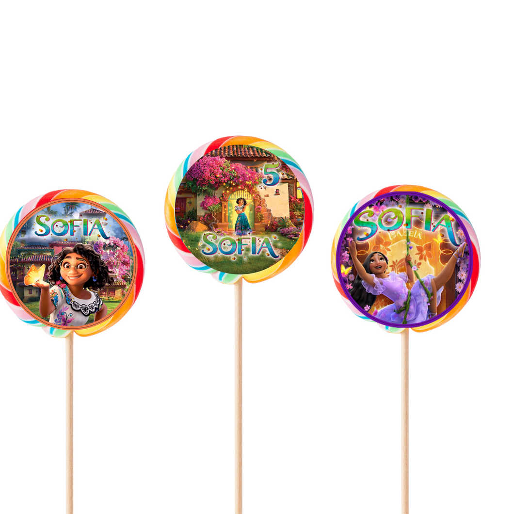 Gepersonaliseerde Encanto ronde regenboog lollies