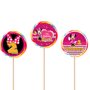 Gepersonaliseerde Minnie Mouse ronde regenboog lollies