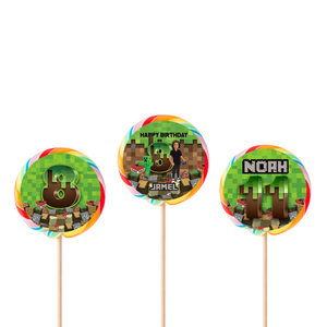 Gepersonaliseerde Minecraft ronde regenboog lollies