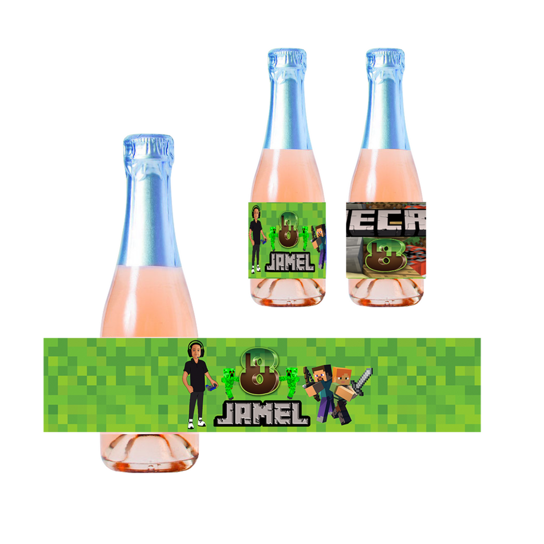 Gepersonaliseerde Minecraft Kinder champagne / Bubbelsap labels