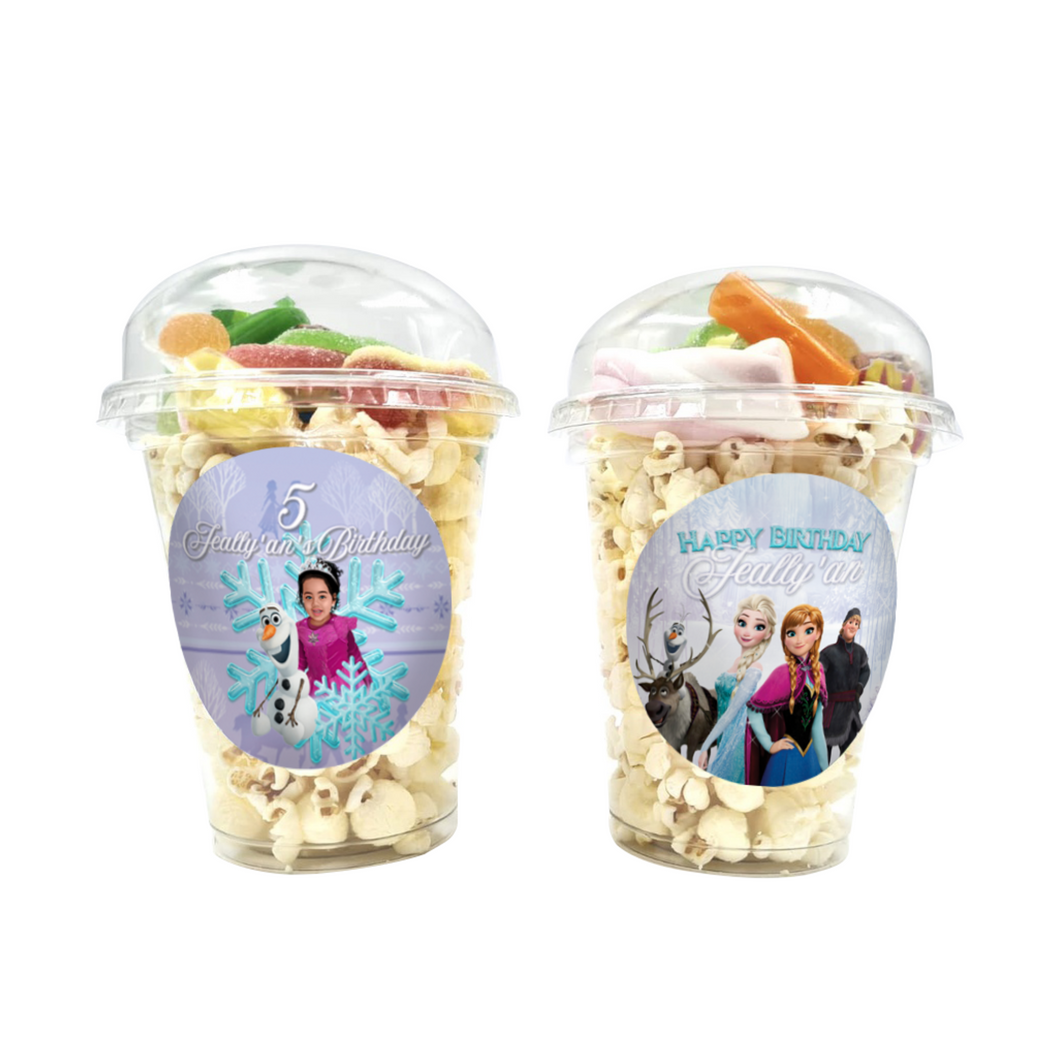 Gepersonaliseerde Frozen snoep en popcorn bekers